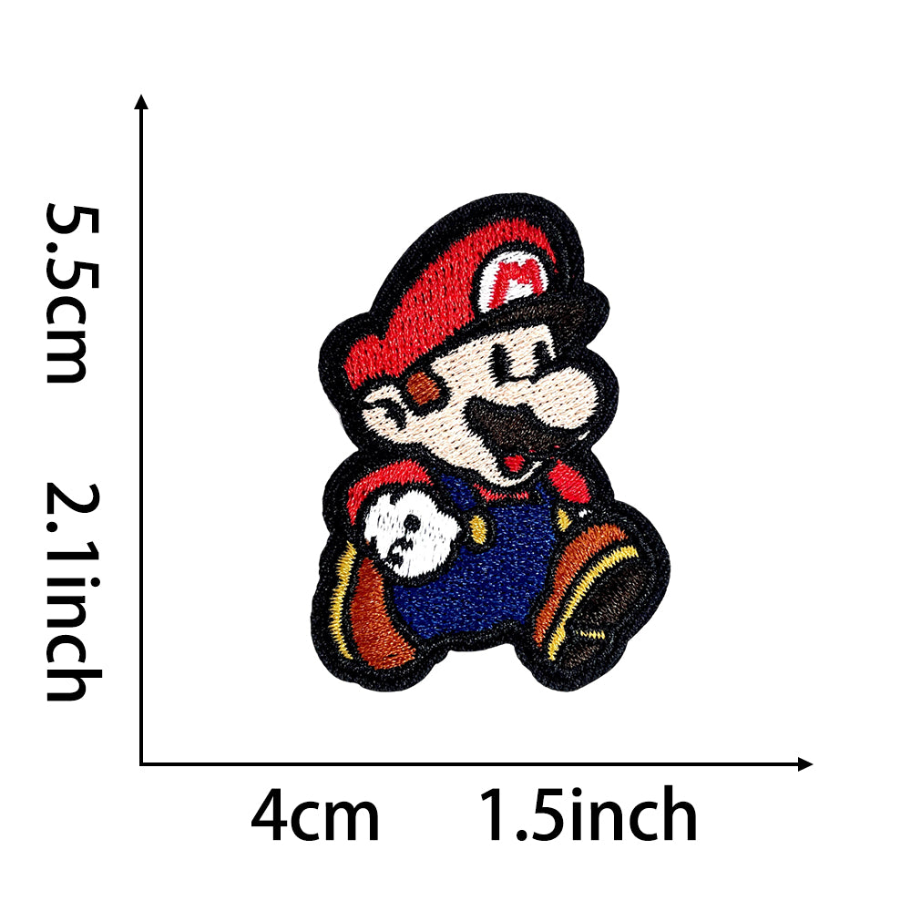 Super Mario Iron On Embroidery Patches 25Pcs, Cute Game Character Appliques, Cartoon Mario Luigi Kirby Bowser Mushroom Coin Star Badges for Clothing, Backpacks, Jackets & Hats, DIY Craft Decor