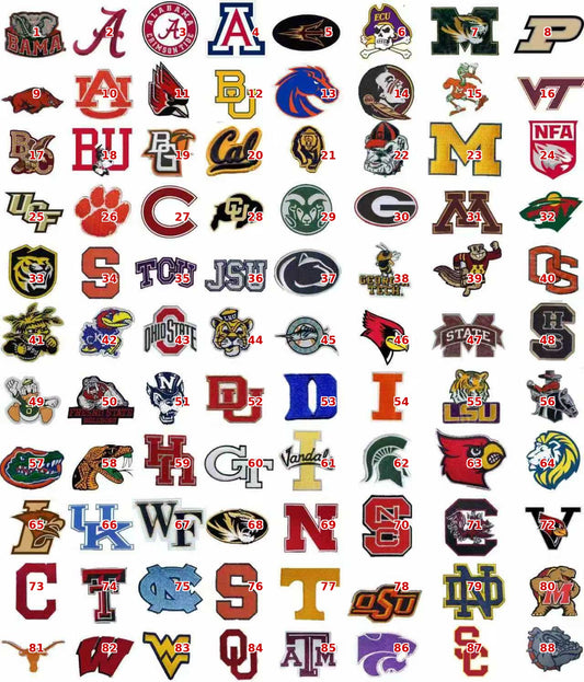collection of 88 university mascot NCAA patches - Clpatch