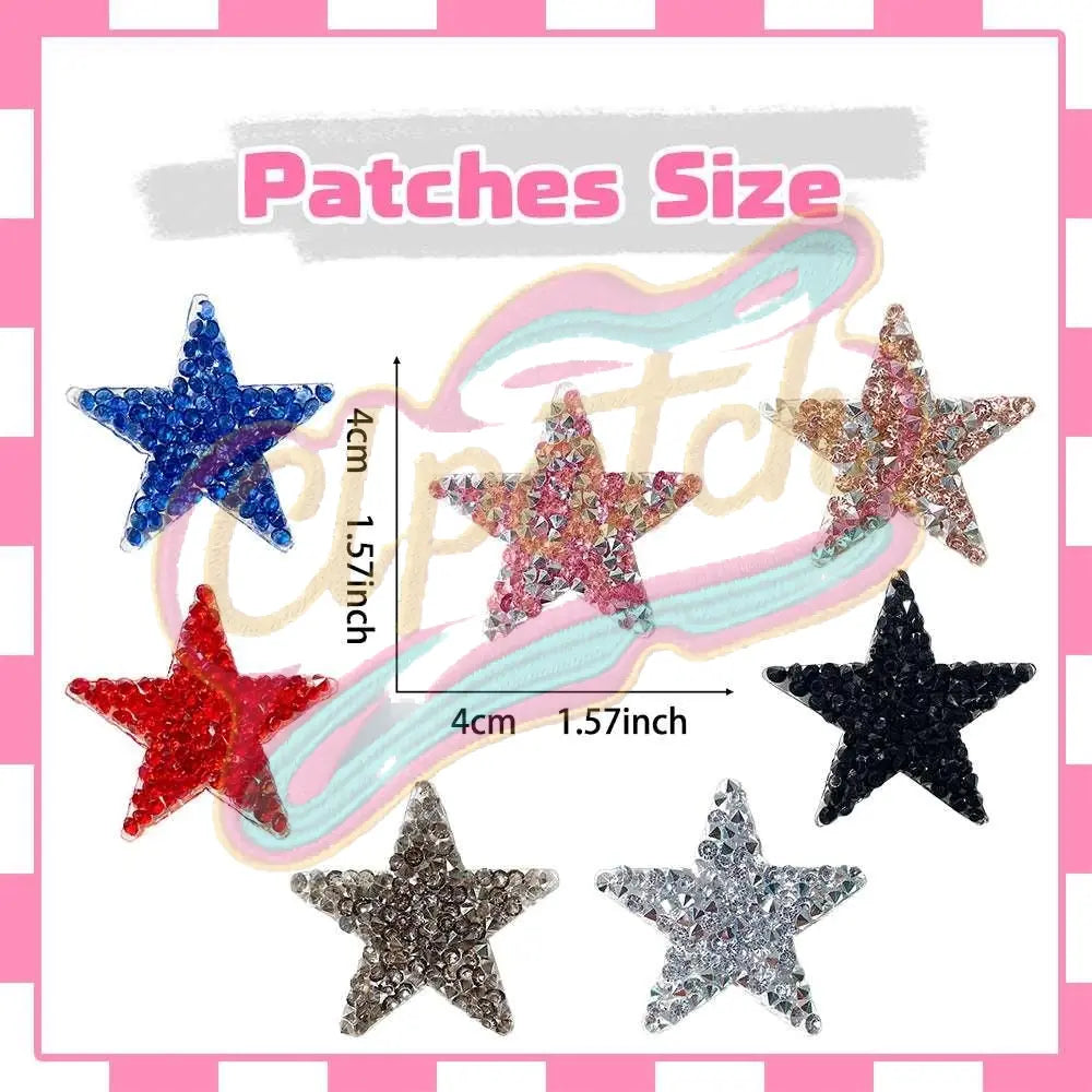 7 pcs Star Rhinestone embroidered iron on patches for clothes-Hat-Bag - Clpatch