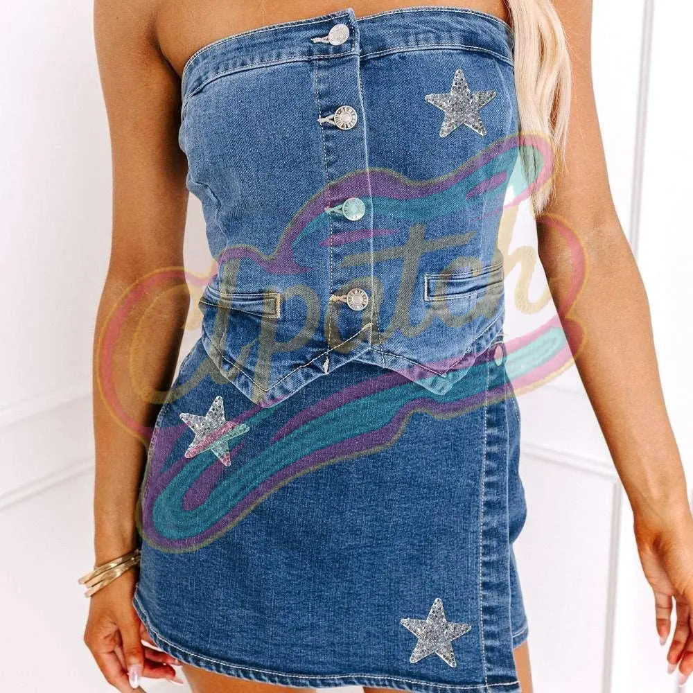7 pcs Star Rhinestone embroidered iron on patches for clothes-Hat-Bag - Clpatch