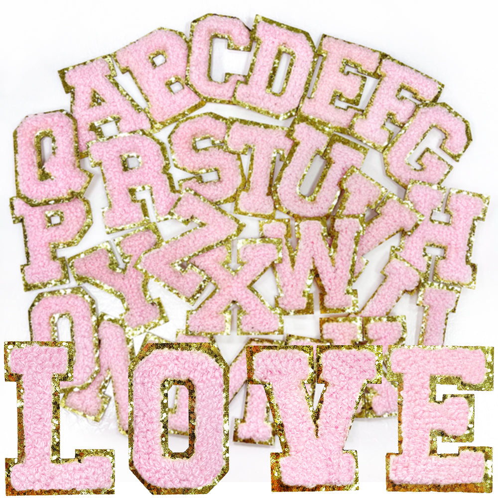 26 Pcs Self Adhesive Letter Patches, Preppy Chenille Alphabet Self-Stick Patches