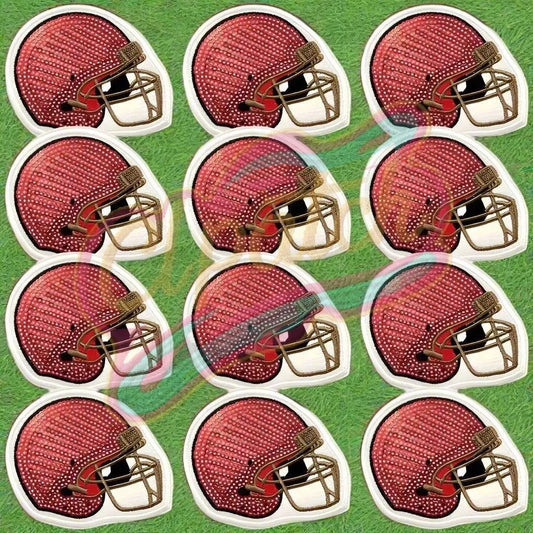 Chenille adhesive patch for a sparkly football helmet for hat patch DIY - Clpatch