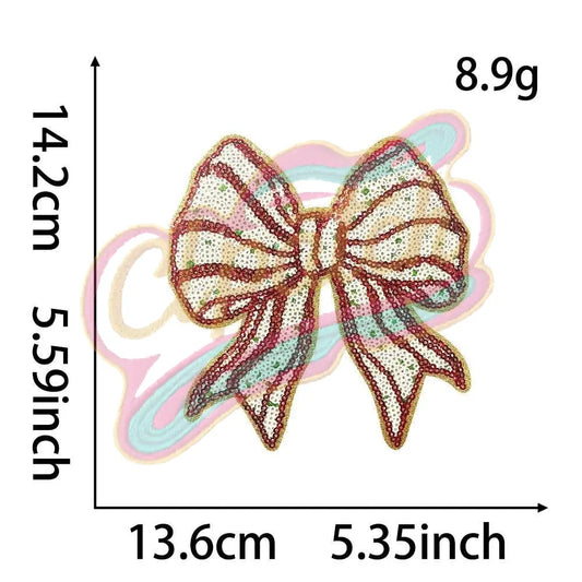 Christmas bow sequins embroidery DIY patches - Clpatch