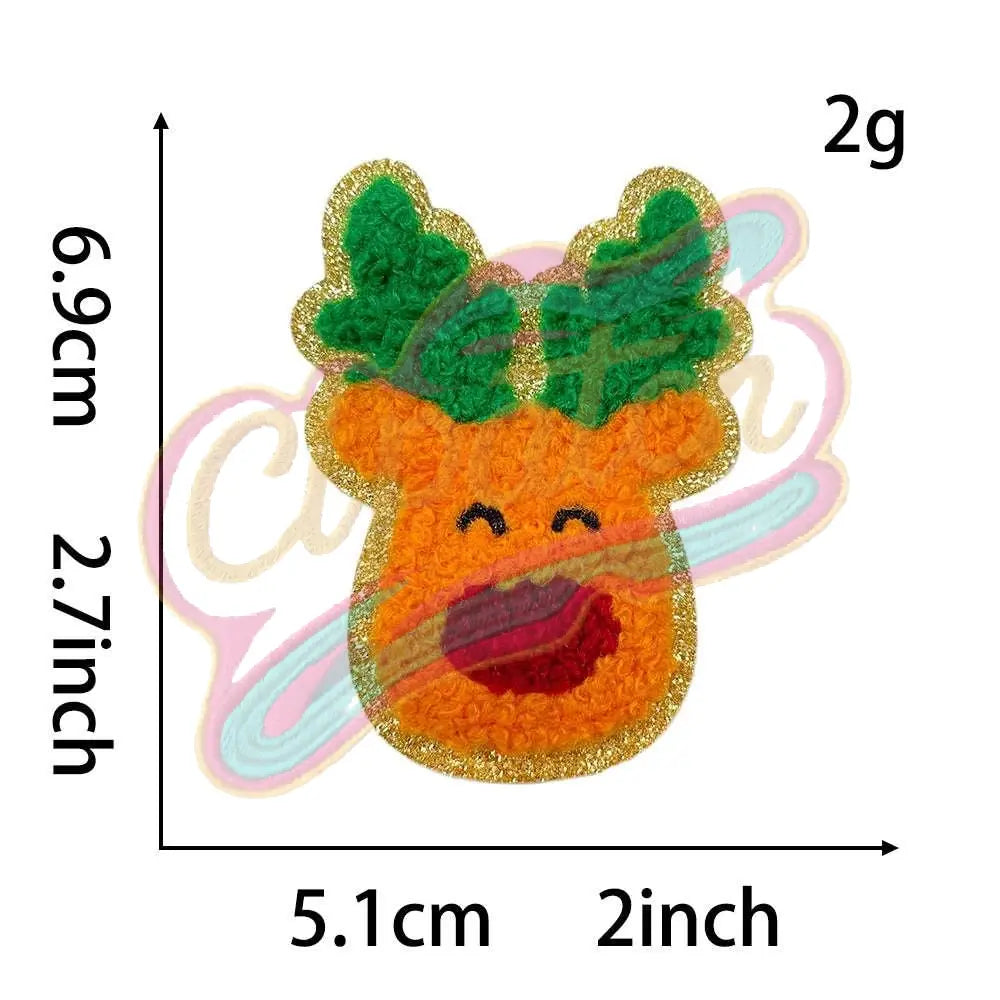 Christmas style blend chenille adhesive patches with gold edge - Clpatch