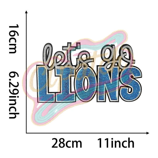 Detroit Lions Sequins embroidery patches for cloth - Clpatch