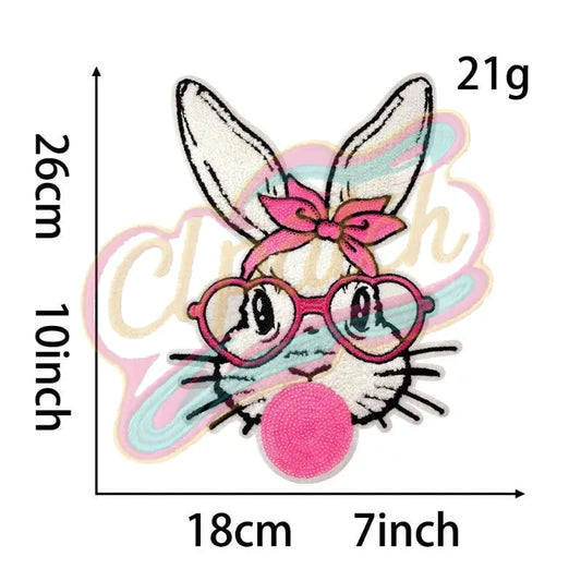 Easter Bunny sequins embroidery patches - Clpatch