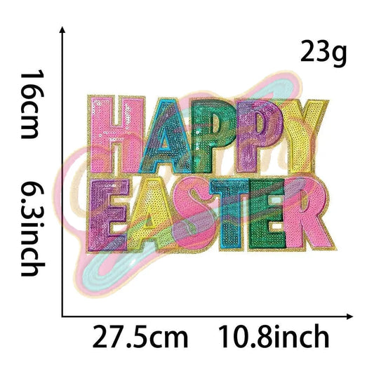 Easter's Day sequins embroidery patches with edge - Clpatch