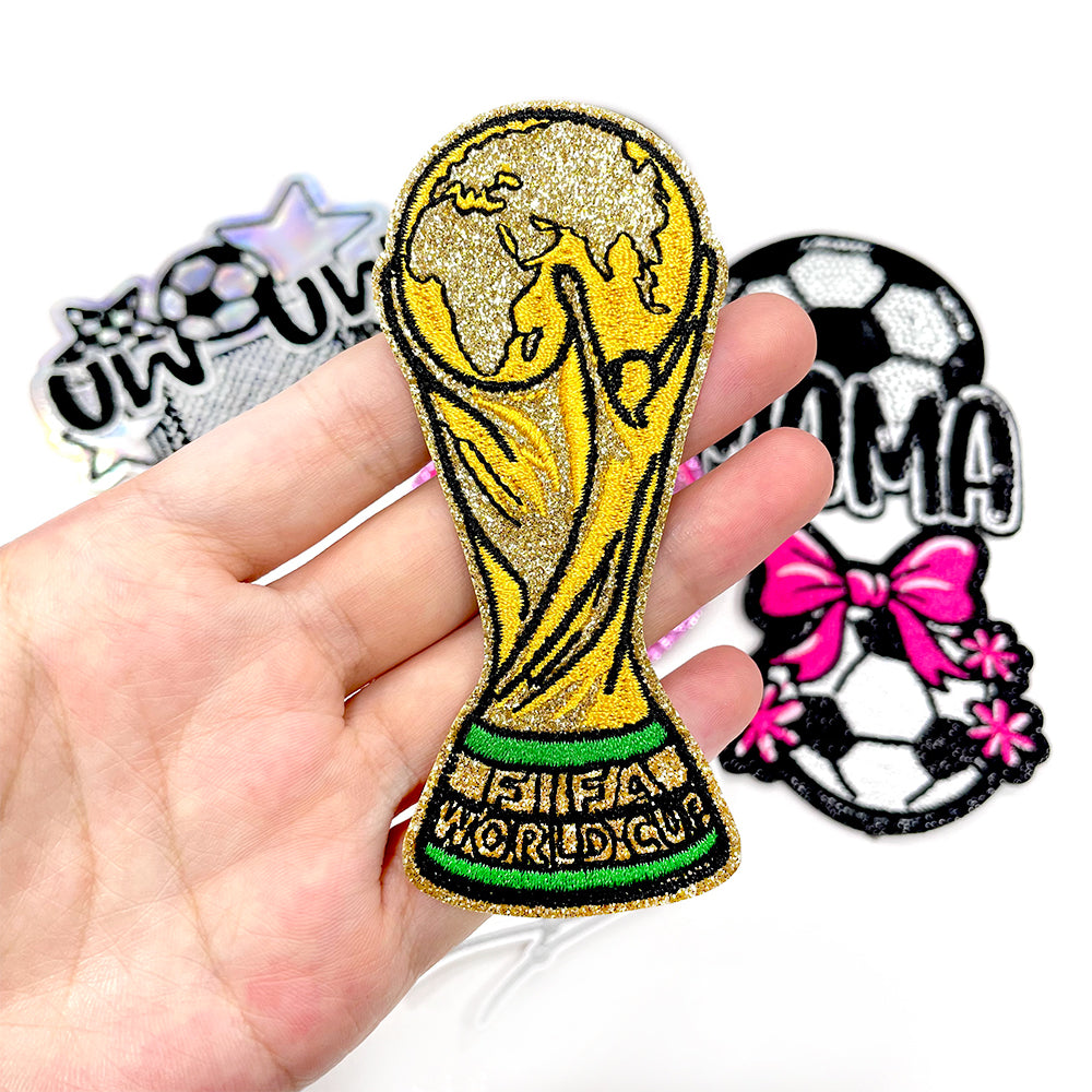 Soccer 2026 World Cup glitter patches| Soccer Iron-On Badge | USA Canada Mexico Edition