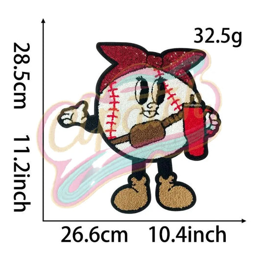 Funny Baseball with Stanley fun chenile embroidery patches - Clpatch