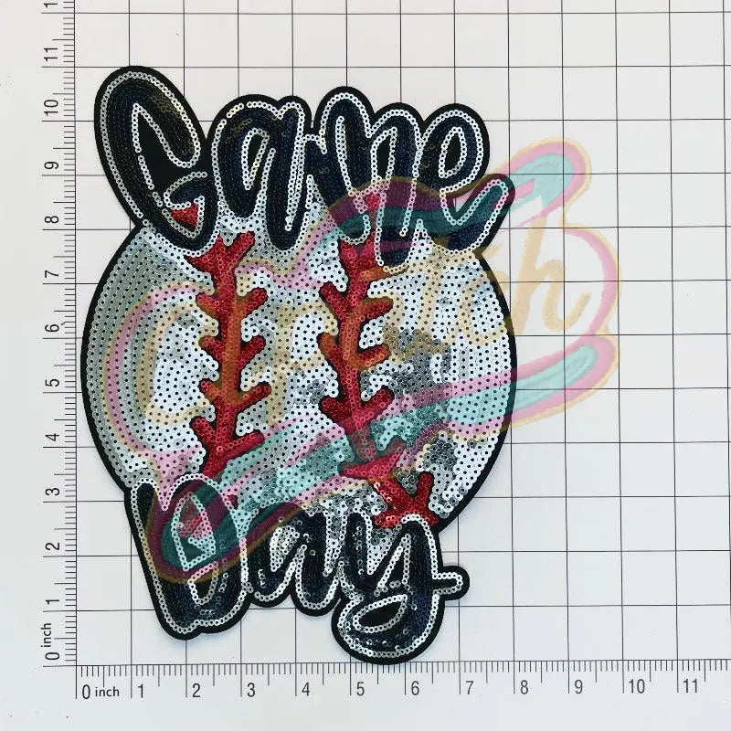 Game day baseball sequins embroidery patch - Clpatch