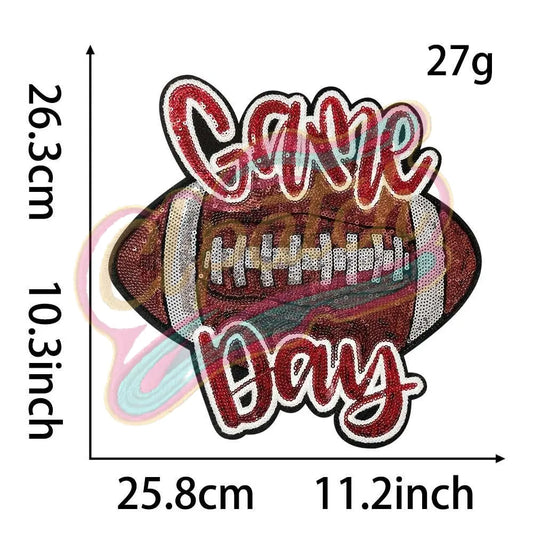 Game day football sequins embroidery patches - Clpatch