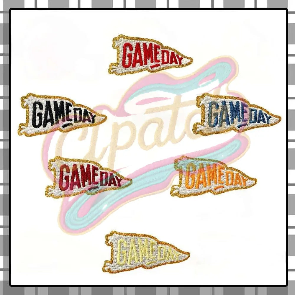 Game day multi-color chenille embroidery adhesive patches - Clpatch