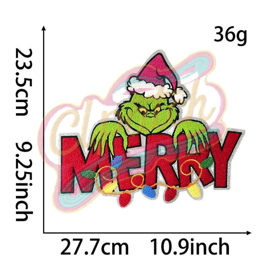Grinch Christmas chenille embroidery patch - Clpatch
