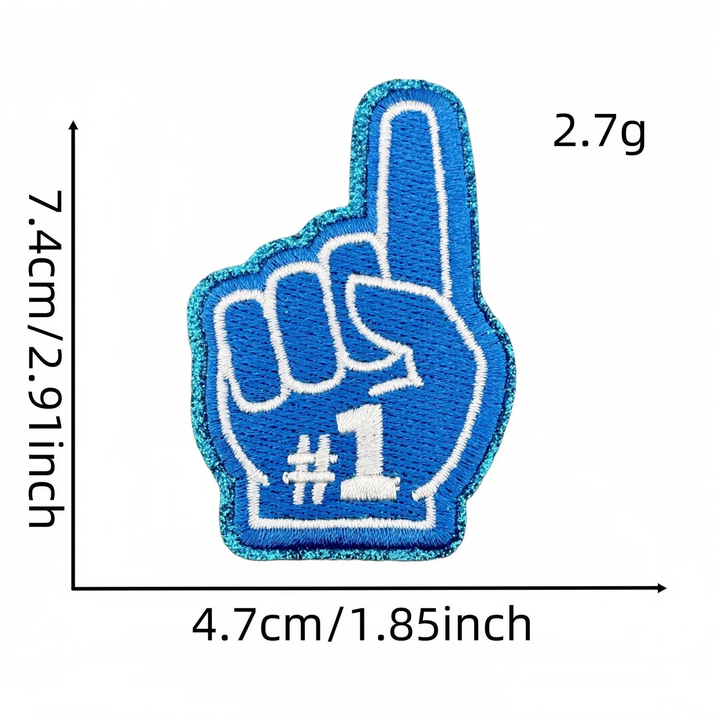 Trendy Small Glitter Sport Number One Finger Trucker Hat Patches - Clpatch