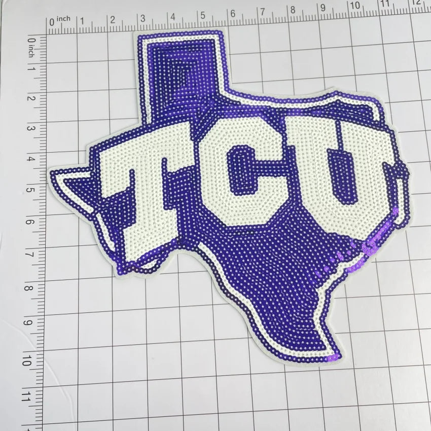 College Designed University school TCU sequins patches