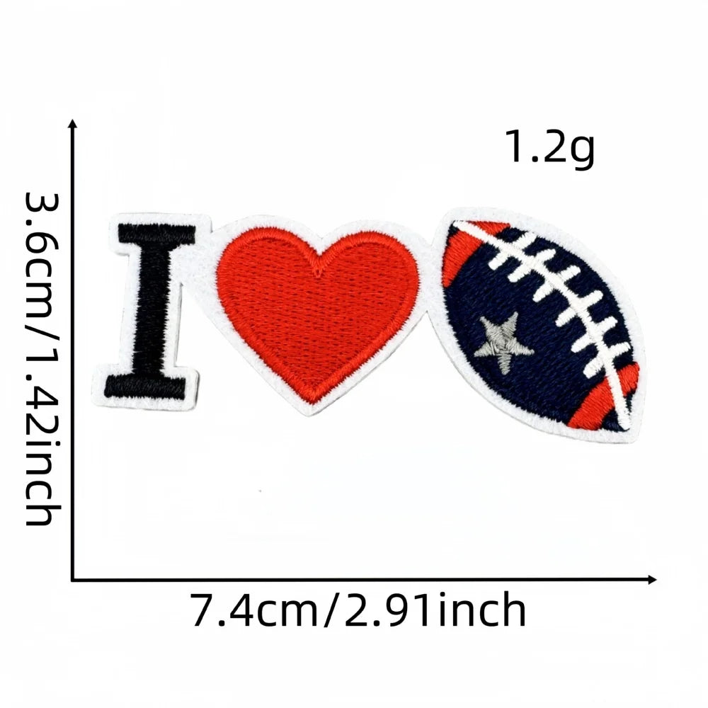 3 pcs Football Patches Hats Iron-On with Love for Football