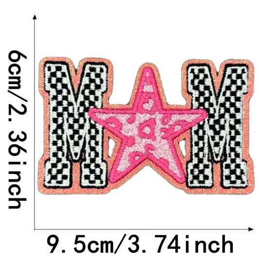 Colorful Cute Embroidered MOM Wifey Bow MAMA Patches Iron on for Clothes Jackets Makeup Bags Trucker Hats Mother's Day Gift DIY