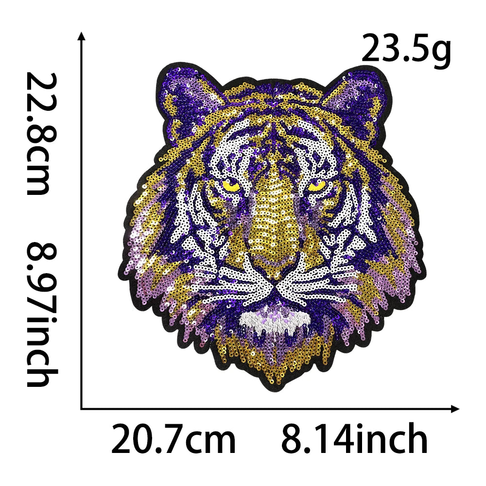 sport collage gold and black Sequin Tiger Big Patch