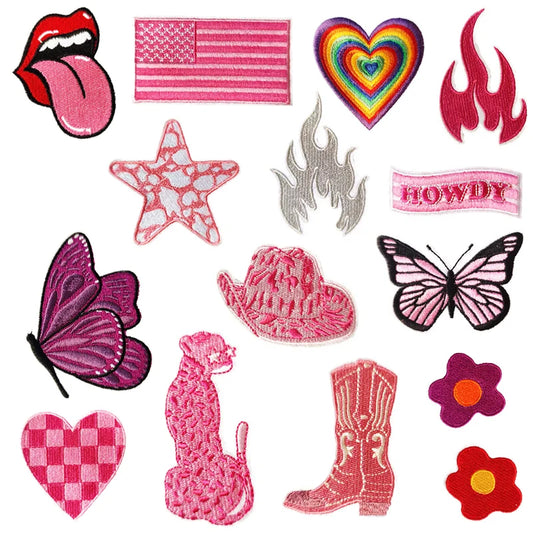 Lovely Pink Sequin Applique Custom Iron-On Embroidery Patches