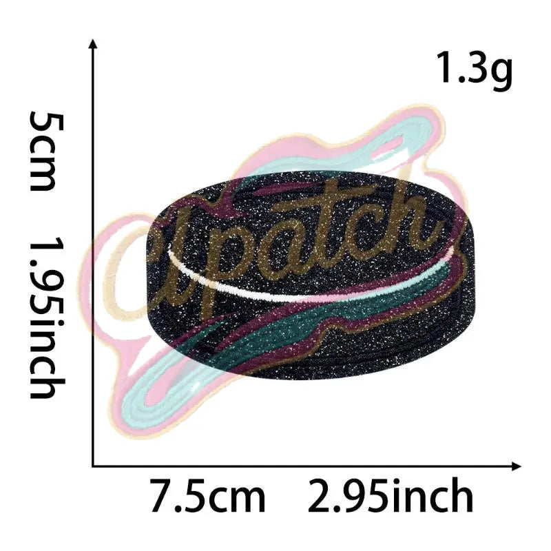 Hockey puck embroidery patch iron on - Clpatch