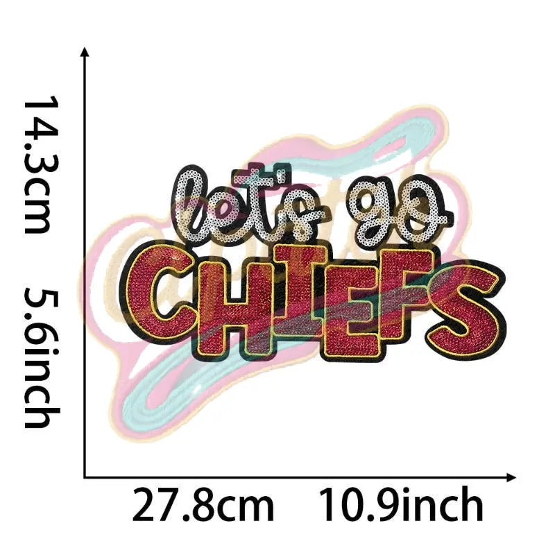 Kansas City Let's go CHIEFS sequins embroidery patch - Clpatch