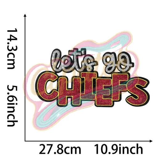 Kansas City Let's go CHIEFS sequins embroidery patch - Clpatch
