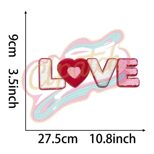 LOVE Chenille embroidery patches for cloth - Clpatch