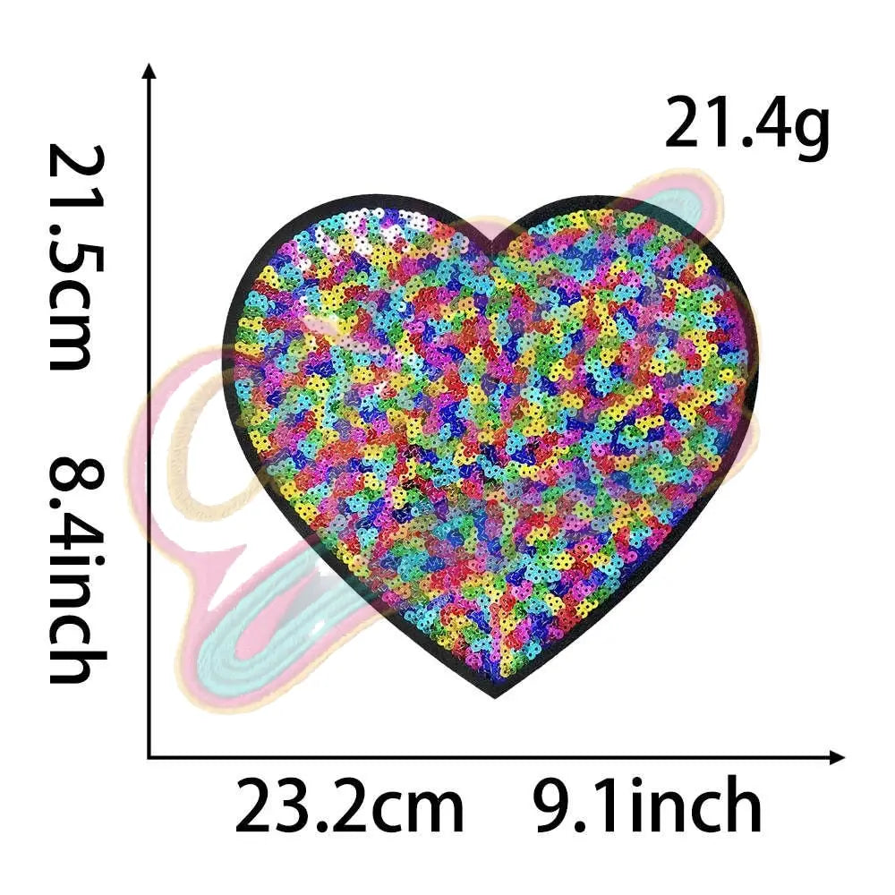 Large Colorful heart patch adhesive patch for Valentine's Day - Clpatch