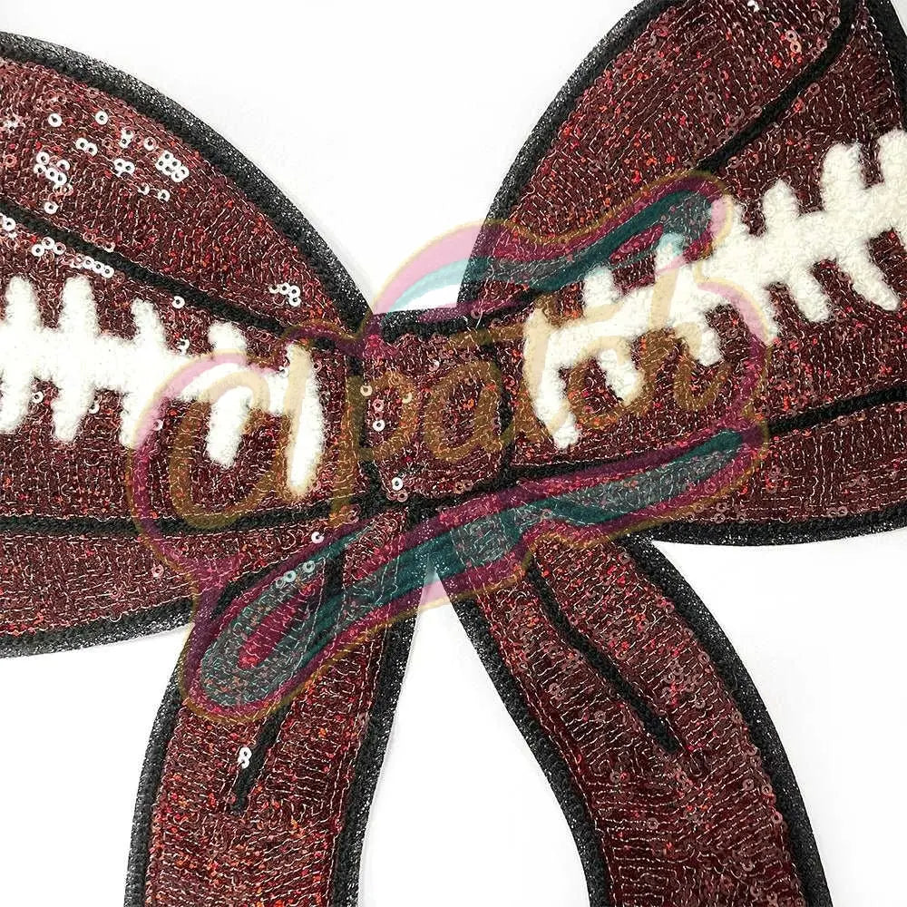 Large Football Bow embroidery sequins patches - Clpatch
