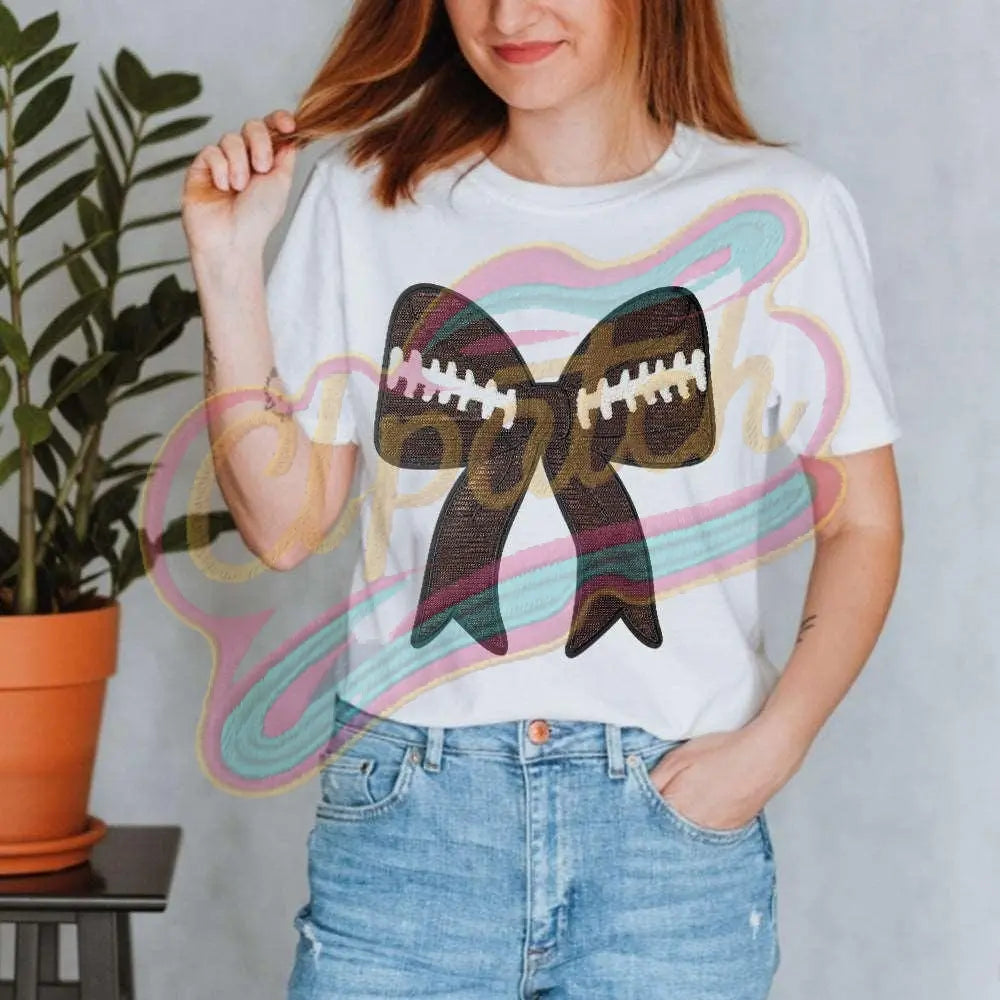Large Football Bow embroidery sequins patches - Clpatch