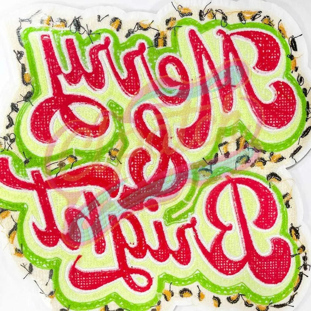 Large Merry & Bright Leopard embroidery iron to patches - Clpatch