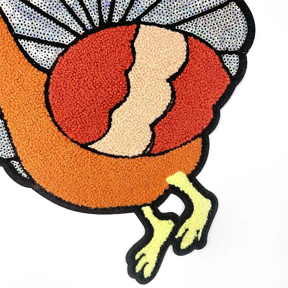 Large Turkey sequin cloth patches Thanksgiving Day - Clpatch