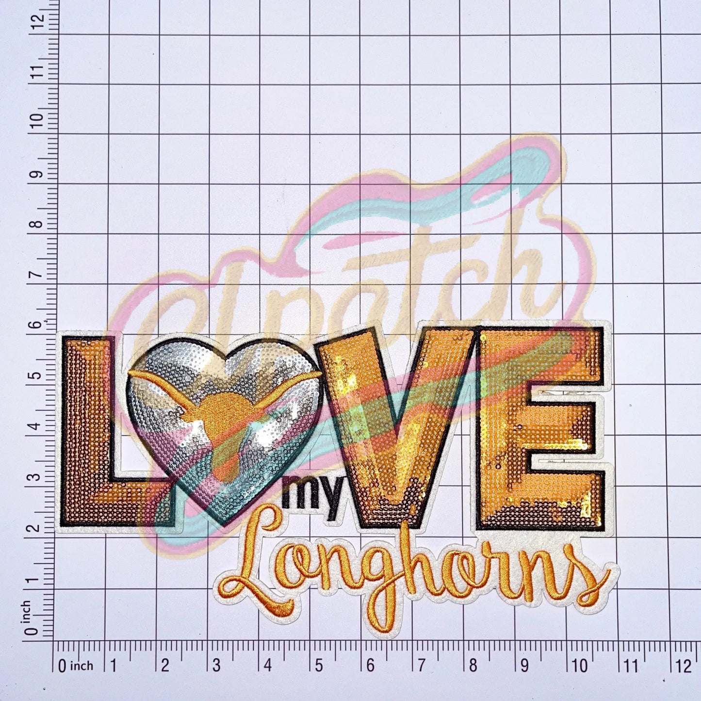 Longhorns my love sequins embroidery patches - Clpatch