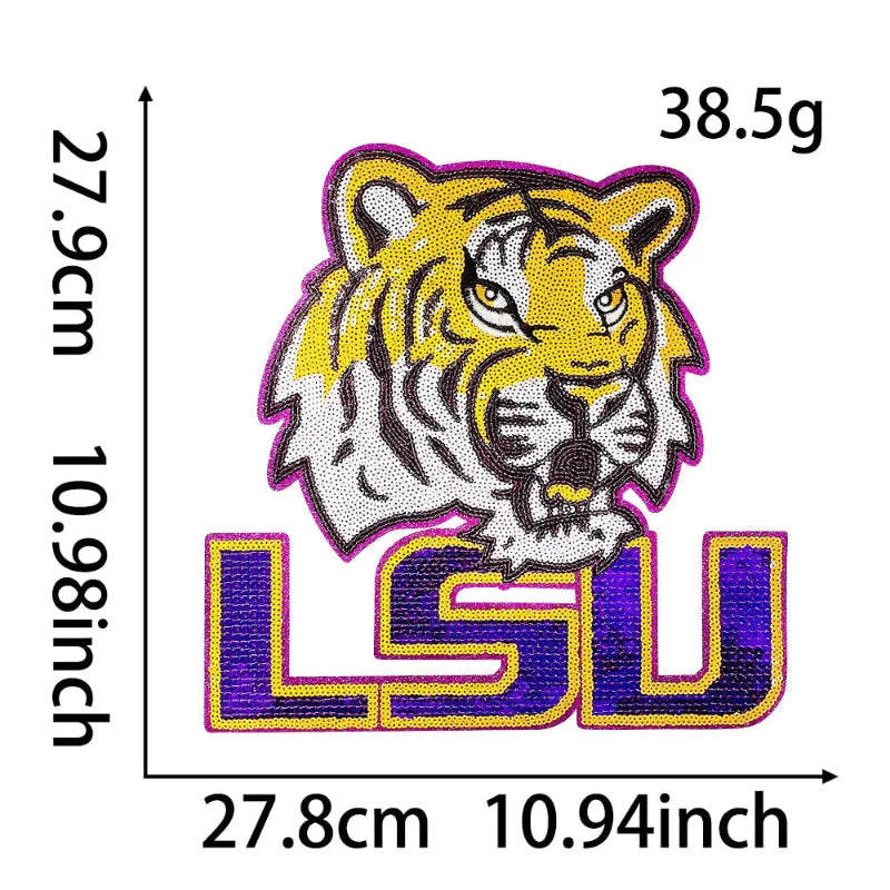 Lsu Tiger sequins embroidery patch Clpatch huge range of embroidery patch