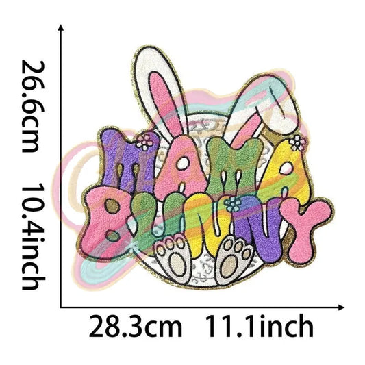 MAMA Bunny Easter Day chenille embroidery patch - Clpatch
