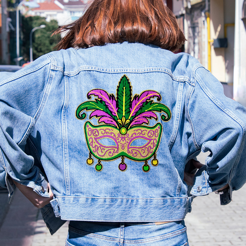 Mardi Gras Mask Costume Chenile Big Patches