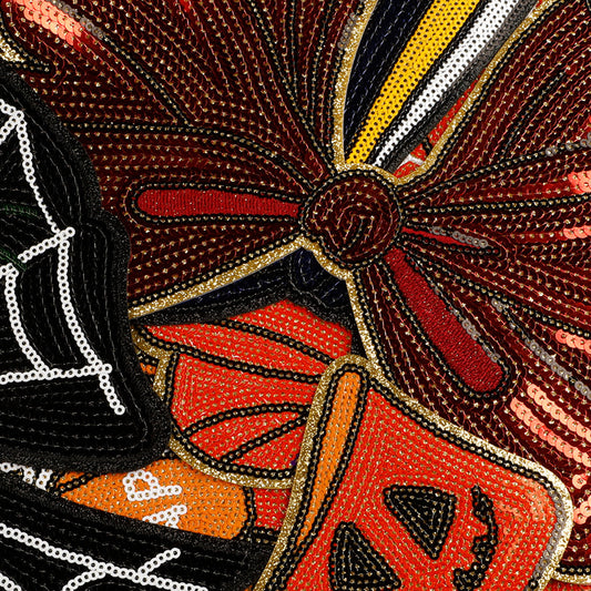 Halloween pumpkin sequins bow patch