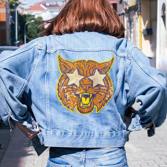 Sequined Tiger Head Star Eye Big Patch