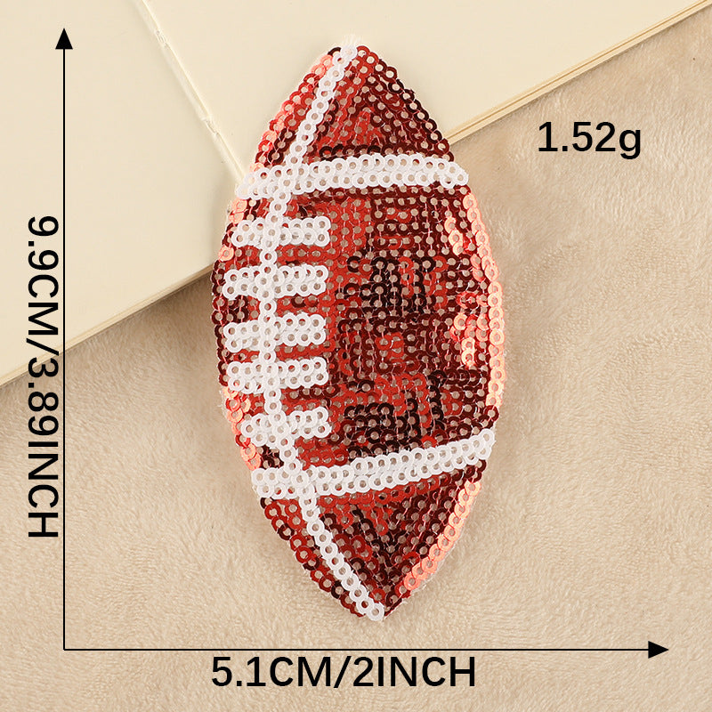 Sequin Football 4 INCH Iron on Patch - Clpatch