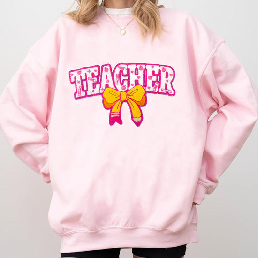 Pink Bow Teacher Education Element DIY Patches