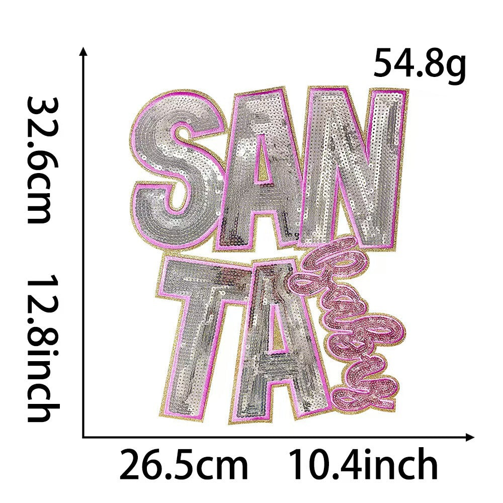 Grinch Christmas santa Large OH SNAP Sequin