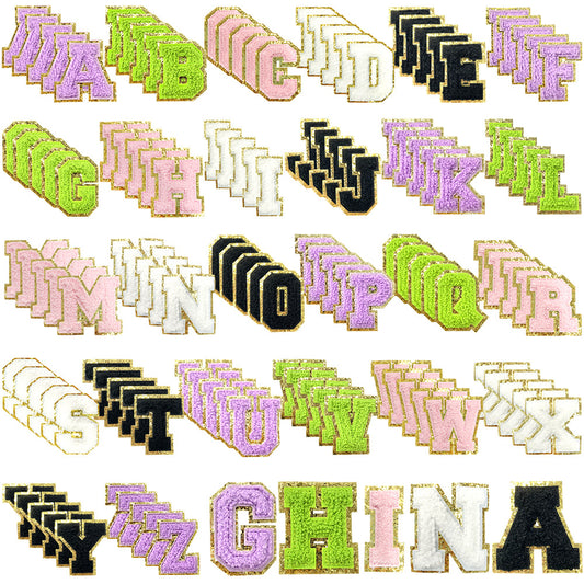 5.5Cm chenille gold leather, a set of 26 English letters A-Z