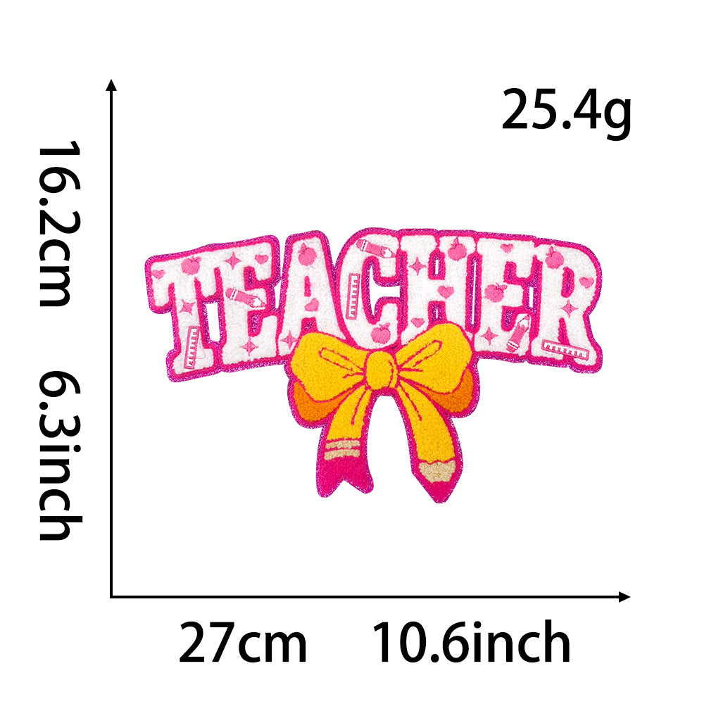 Pink Bow Teacher Education Element DIY Patches