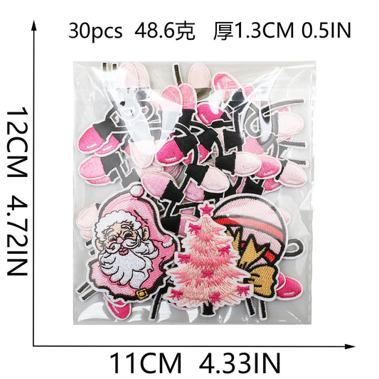 Christmas pink light strip embroidery patch