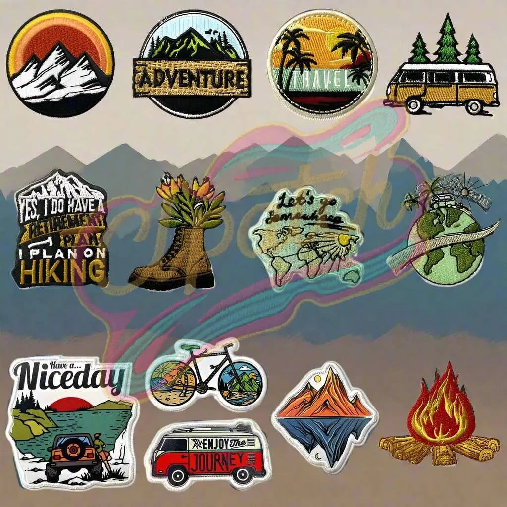 Outdoor Camping Embroidered Iron On Patches,Vintage Retro Patches,Mountain Camping Adventure Patch for bag,DIY,Jeans,Clothing - Clpatch
