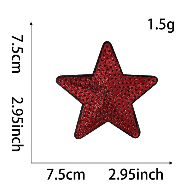 Red Star Sequin Embroidered Patch Clpatch huge range of embroidery patch