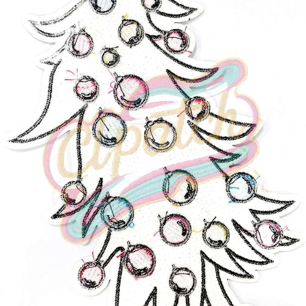 Sequins Christmas Tree Multicolor chenille adhesive embroidery patches - Clpatch