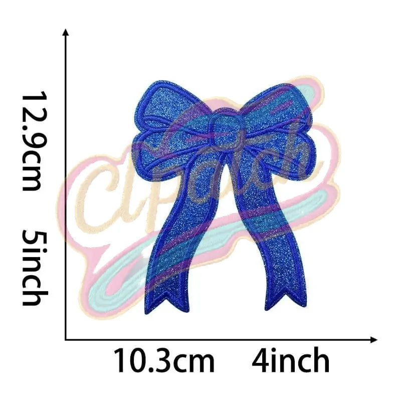Side bow sparkly embroidery patch - Clpatch