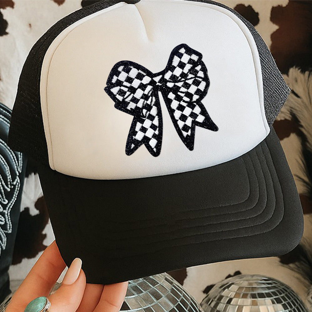 Soccer checkered bow glitter Patches