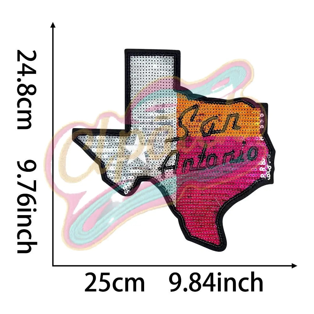 Texas San Antonio sequins embroidery patch - Clpatch